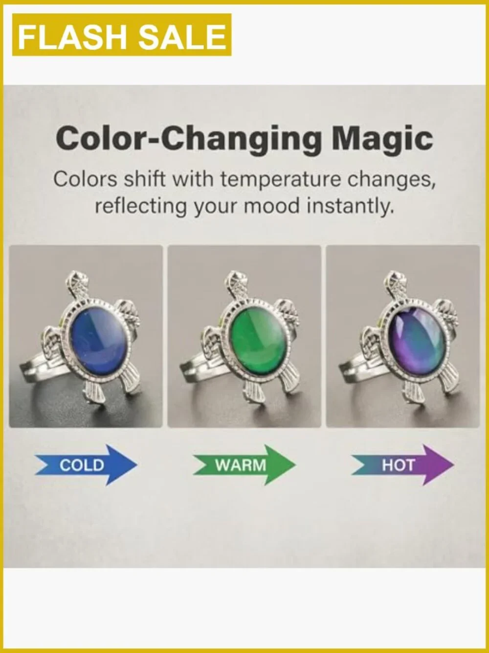 Color Changing Mood Ring Open Charm Adjustable Fit Fashion Ring